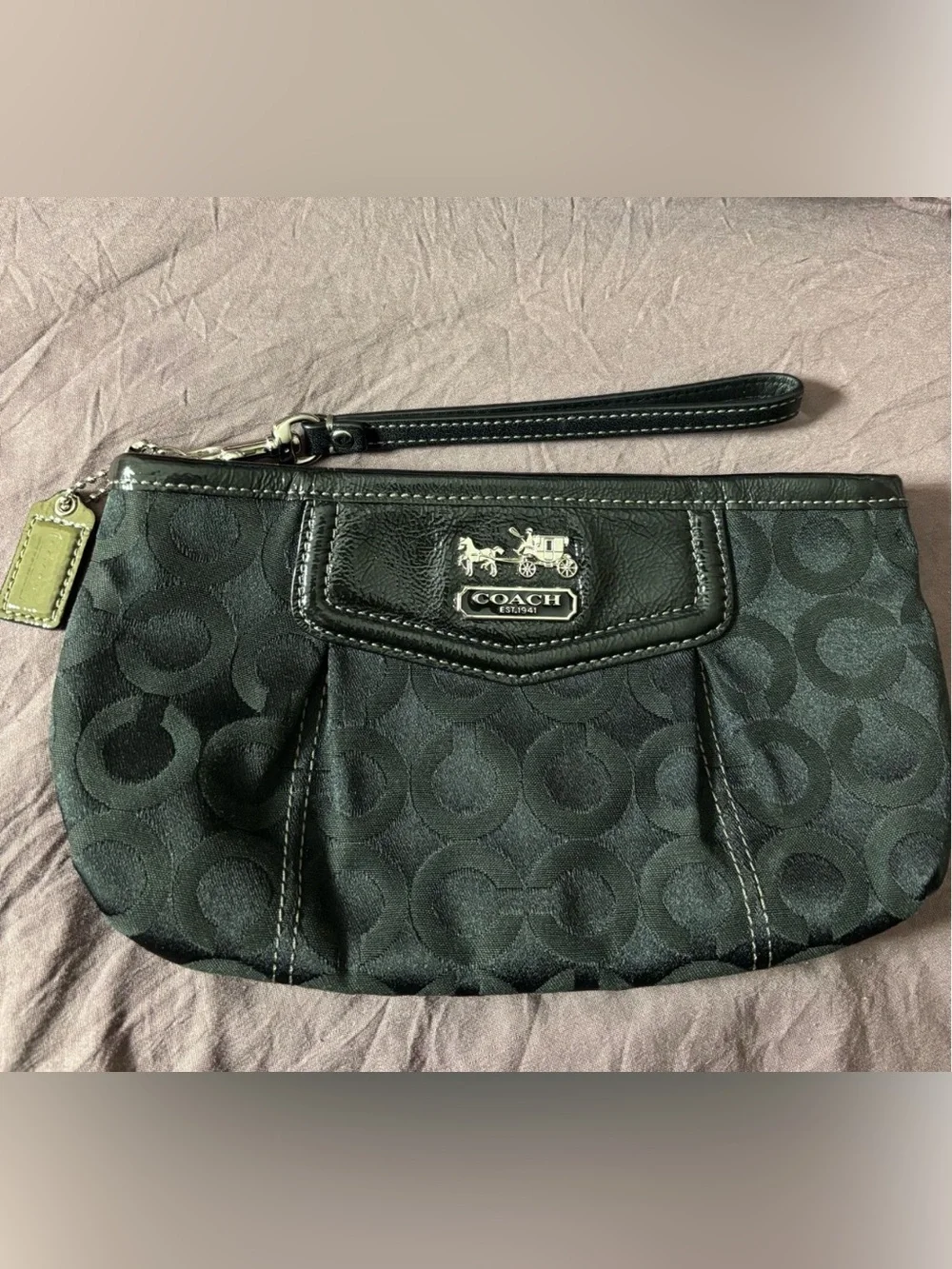 Coach Black Signature Wristlet